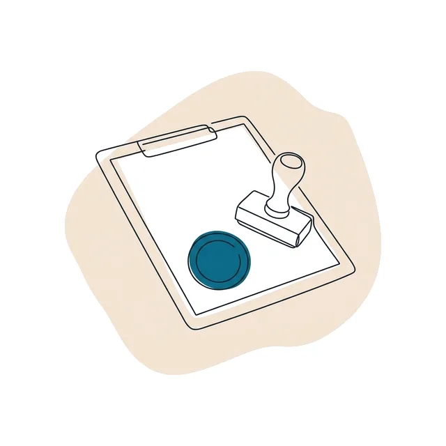 Porte-document et feuille tamponnée
