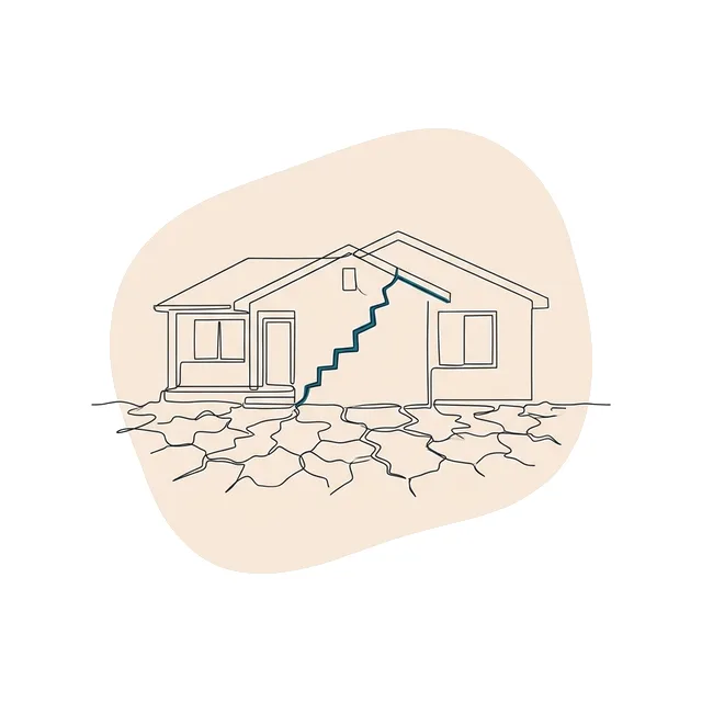 Maison sur sol argileux craquelé, fissure en escalier sur la façade