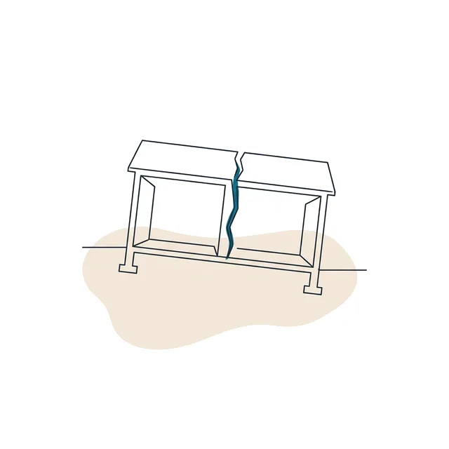 Bâtiment qui s’enfonce d’un côté, fissure verticale